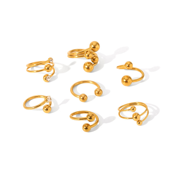 Ring Titanium Steel Stainless Steel Diamond Geometric Spherical Open Electroplating Diamond Vacuum Plating Ins Style