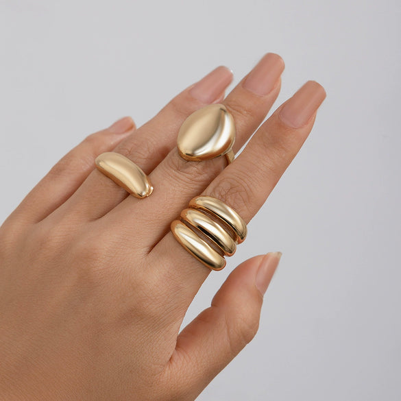 Ring Zinc Alloy Geometric Arc Electroplating For Women