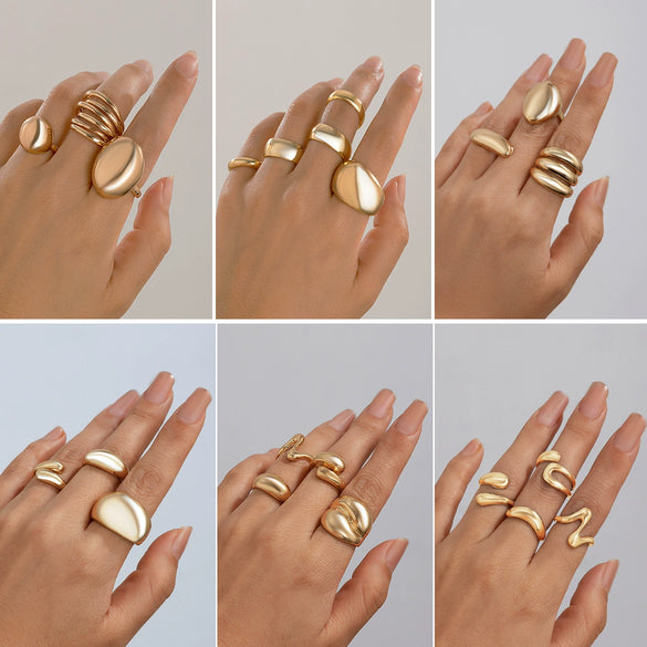 Ring Zinc Alloy Geometric Arc Electroplating For Women