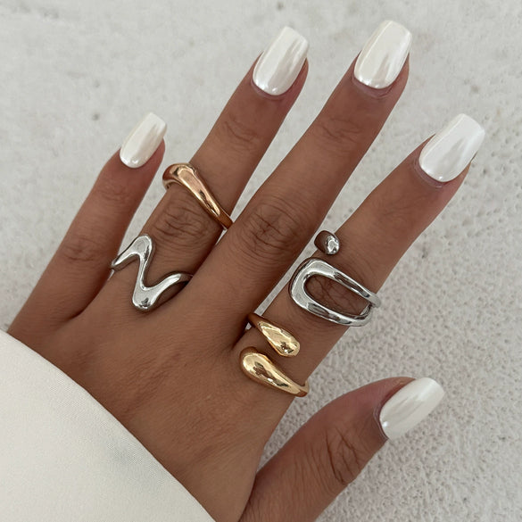 Ring Zinc Alloy Geometric Arc Electroplating For Women
