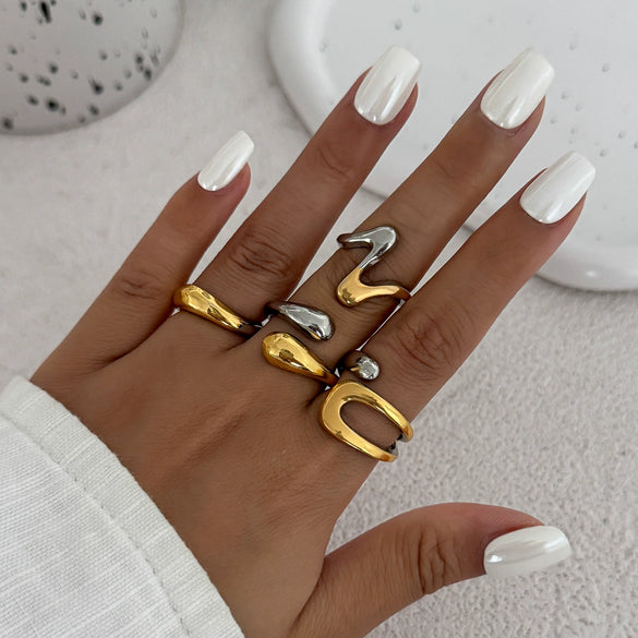 Ring Zinc Alloy Geometric Arc Electroplating For Women