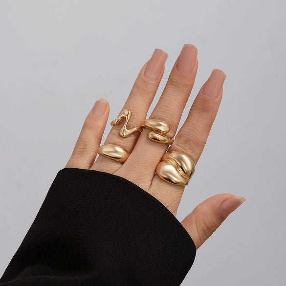 Ring Zinc Alloy Geometric Arc Electroplating For Women