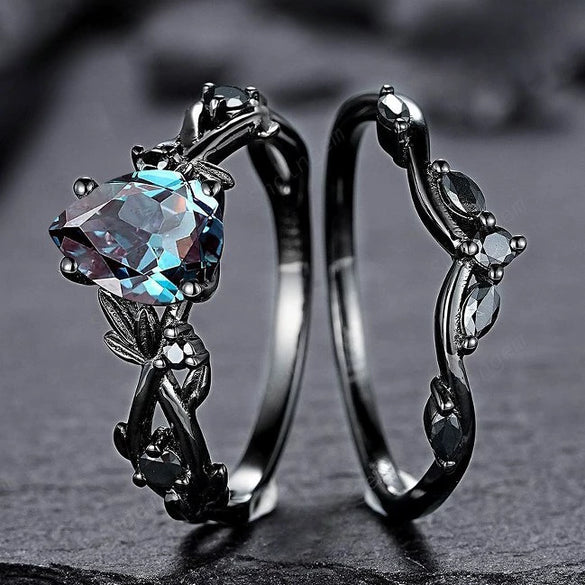 Rings Alloy Geometric Inlaid Sea Blue Diamond Electroplating Women's Fashion Jewelry