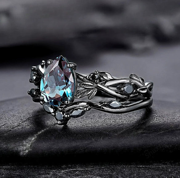 Rings Alloy Geometric Inlaid Sea Blue Diamond Electroplating Women's Fashion Jewelry