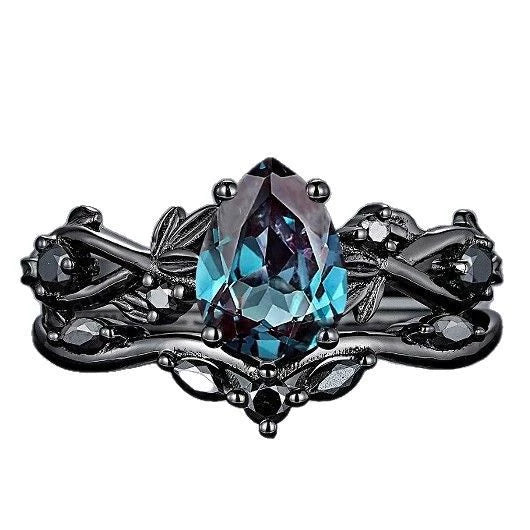 Rings Alloy Geometric Inlaid Sea Blue Diamond Electroplating Women's Fashion Jewelry