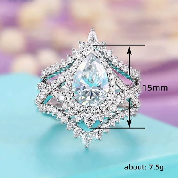 Rings Copper Inlaid With Zircon Geometric Princess Style Stacked Set