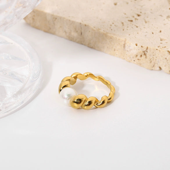 Rings Pearl Geometric Electroplating Women's