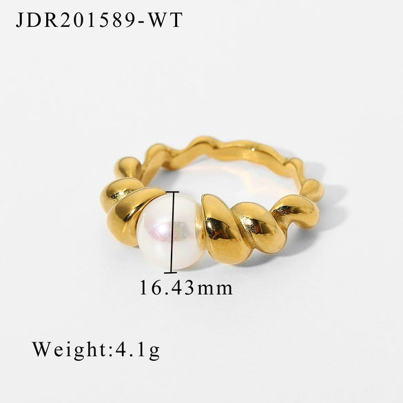 Rings Pearl Geometric Electroplating Women's