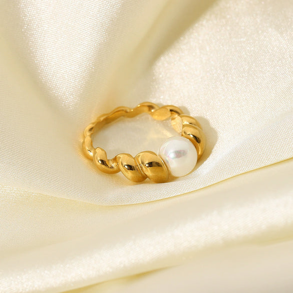 Rings Pearl Geometric Electroplating Women's