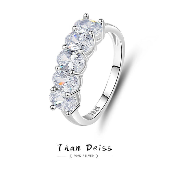 Rings S925 Sterling Silver Eggshaped Geometric Simulation Diamond For Women