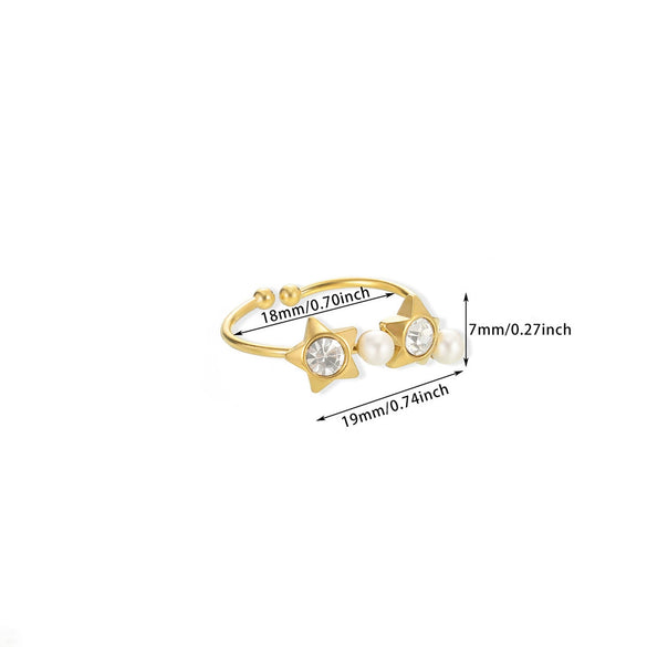 Rings Stainless Steel Imitation Pearl Star Shaped Light Luxury Style Electroplated