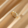Rings Stainless Steel Imitation Pearl Star Shaped Light Luxury Style Electroplated