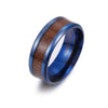 Rings Stainless Steel Inlaid Teak Titanium Steel Geometric Dripping Oil Unisex