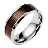 Rings Stainless Steel Inlaid Teak Titanium Steel Geometric Dripping Oil Unisex