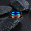Rings Stainless Steel Inlaid Teak Titanium Steel Geometric Dripping Oil Unisex
