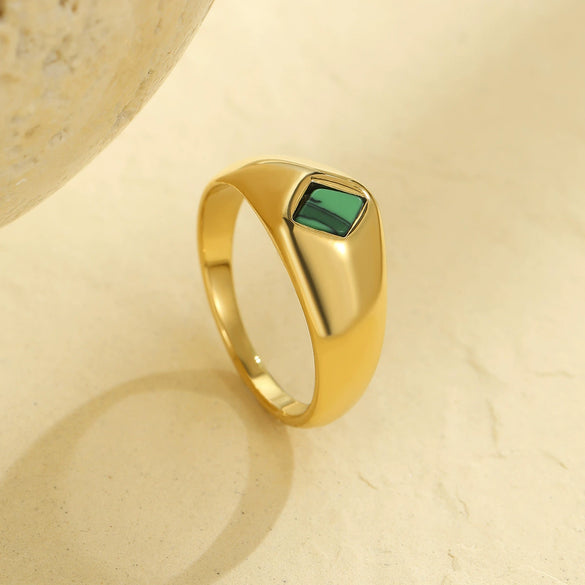 Rings Stainless Steel Natural Stone Geometric Light Luxury Style Electroplating For Women