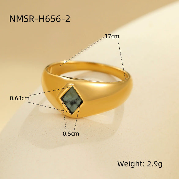 Rings Stainless Steel Natural Stone Geometric Light Luxury Style Electroplating For Women