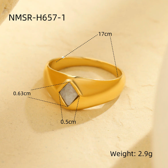 Rings Stainless Steel Natural Stone Geometric Light Luxury Style Electroplating For Women