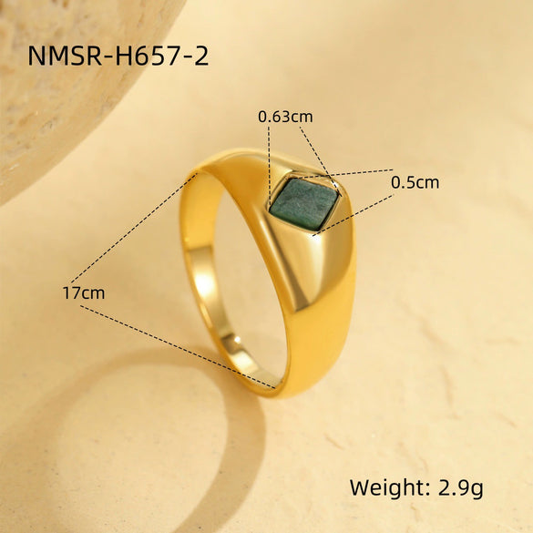 Rings Stainless Steel Natural Stone Geometric Light Luxury Style Electroplating For Women