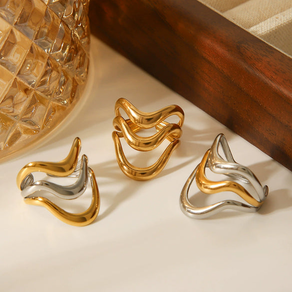 Rings Stainless Steel Titanium Steel Geometric Style Electroplating Niche Design Simple Versatile Hand Accessories