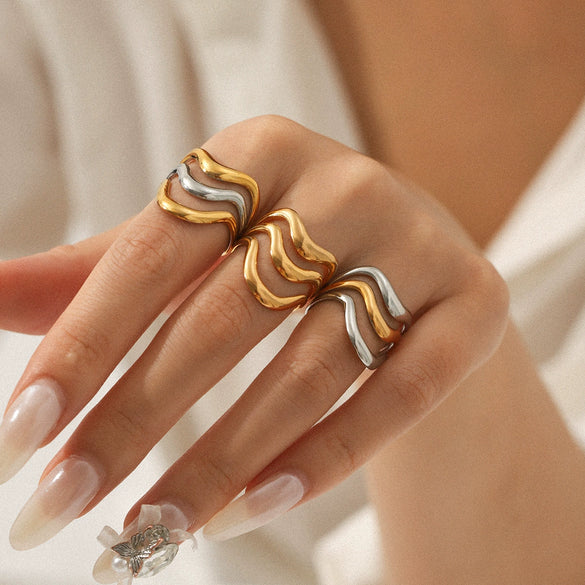 Rings Stainless Steel Titanium Steel Geometric Style Electroplating Niche Design Simple Versatile Hand Accessories