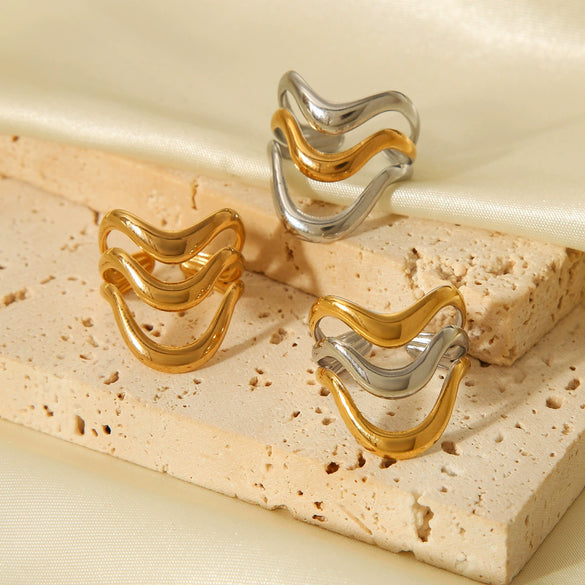 Rings Stainless Steel Titanium Steel Geometric Style Electroplating Niche Design Simple Versatile Hand Accessories