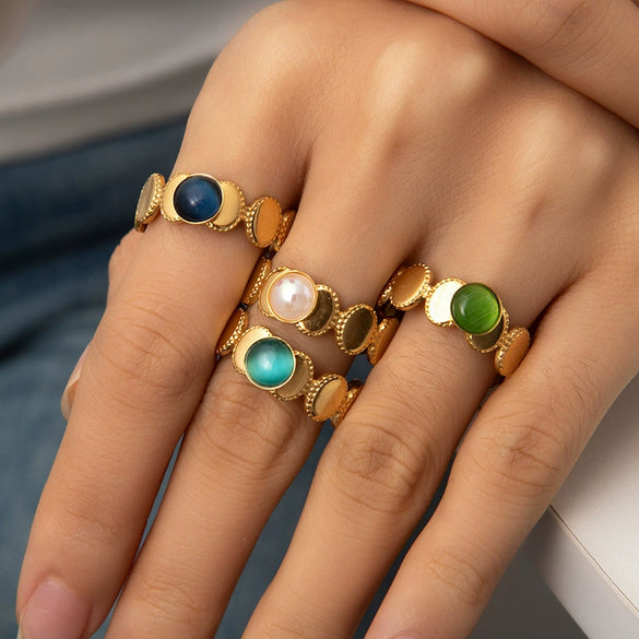 Rings Titanium Steel Geometric U Shape Electroplated