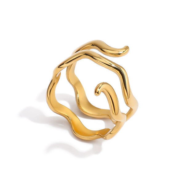 Rings Titanium Steel Wave Design Electroplated Highend Women's Jewelry