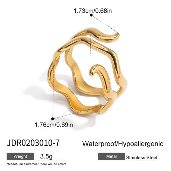 Rings Titanium Steel Wave Design Electroplated Highend Women's Jewelry