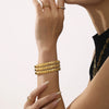 Riveted Stainless Steel Zircon Bracelet With Geometric Style Electroplated 18K Gold Handmade And Polished