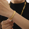 Riveted Stainless Steel Zircon Bracelet With Geometric Style Electroplated 18K Gold Handmade And Polished