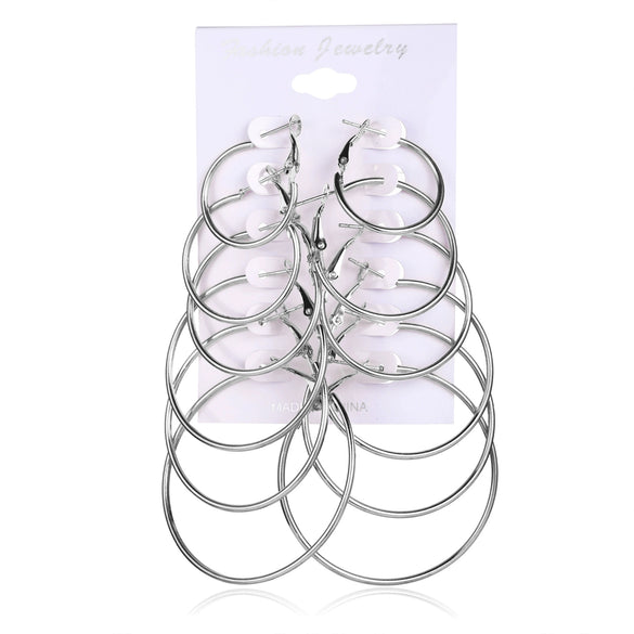 Rock Exaggerated Ear Ring 6Piece Set Earrings Suit Personality Earrings Combination