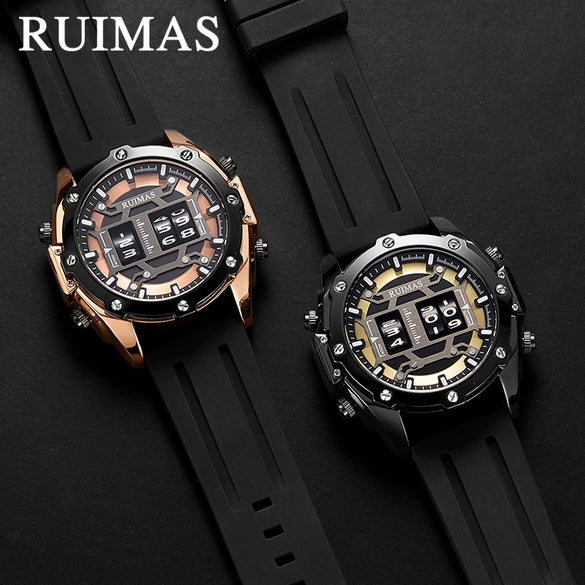 Roller Sports Watch Men's Fashion Waterproof Quartz Watch Alloy Case Silicone Strap Round Dial