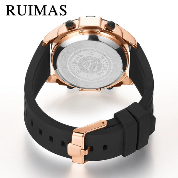 Roller Sports Watch Men's Fashion Waterproof Quartz Watch Alloy Case Silicone Strap Round Dial