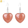 Romantic Heart Shaped Natural Stone And Copper Fish Hook Earrings Minimalist Semi Precious Crystal Earrings
