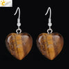 Romantic Heart Shaped Natural Stone And Copper Fish Hook Earrings Minimalist Semi Precious Crystal Earrings