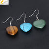 Romantic Heart Shaped Natural Stone And Copper Fish Hook Earrings Minimalist Semi Precious Crystal Earrings