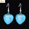Romantic Heart Shaped Natural Stone And Copper Fish Hook Earrings Minimalist Semi Precious Crystal Earrings
