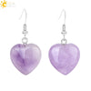 Romantic Heart Shaped Natural Stone And Copper Fish Hook Earrings Minimalist Semi Precious Crystal Earrings