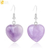 Romantic Heart Shaped Natural Stone And Copper Fish Hook Earrings Minimalist Semi Precious Crystal Earrings
