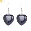 Romantic Heart Shaped Natural Stone And Copper Fish Hook Earrings Minimalist Semi Precious Crystal Earrings