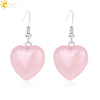 Romantic Heart Shaped Natural Stone And Copper Fish Hook Earrings Minimalist Semi Precious Crystal Earrings
