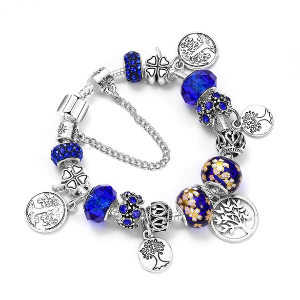 Romantic Pastoral Four Leaf Clover Forest Gold Plated Rhinestones Zircon Artificial Crystal Alloy Wholesale Bracelets