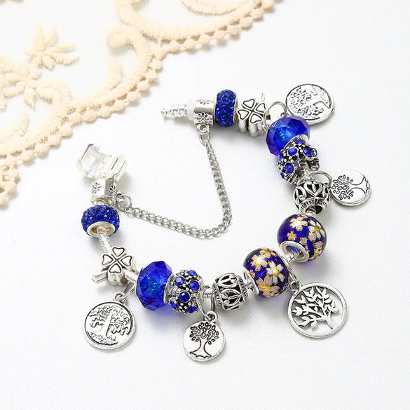 Romantic Pastoral Four Leaf Clover Forest Gold Plated Rhinestones Zircon Artificial Crystal Alloy Wholesale Bracelets