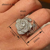 Rose Finger Ring Copper Geometric Drop Shape Zirconia Women's