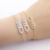 Rose Gold Bracelet Geometric Three Flash Diamond Bracelet Stainless Steel Chain Buckle Bracelet Wedding Jewelry Fashion