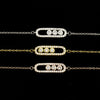 Rose Gold Bracelet Geometric Three Flash Diamond Bracelet Stainless Steel Chain Buckle Bracelet Wedding Jewelry Fashion