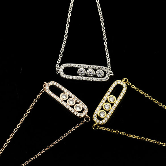 Rose Gold Bracelet Geometric Three Flash Diamond Bracelet Stainless Steel Chain Buckle Bracelet Wedding Jewelry Fashion