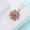 Rose Gold Electroplated Flower Pendant Necklace With Aaa Zircon For Women Natural Style Jewelry