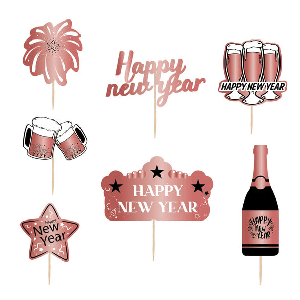 Rose Gold Foil Paper New Year Cake Card Bottle Cake Flag And Christmas Pendant Decoration Wholesale
